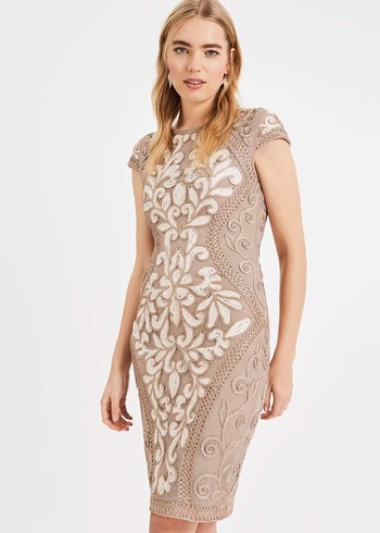 Phase Eight Perdy Tapework Lace Dress Cream Australia | ZJ2604795